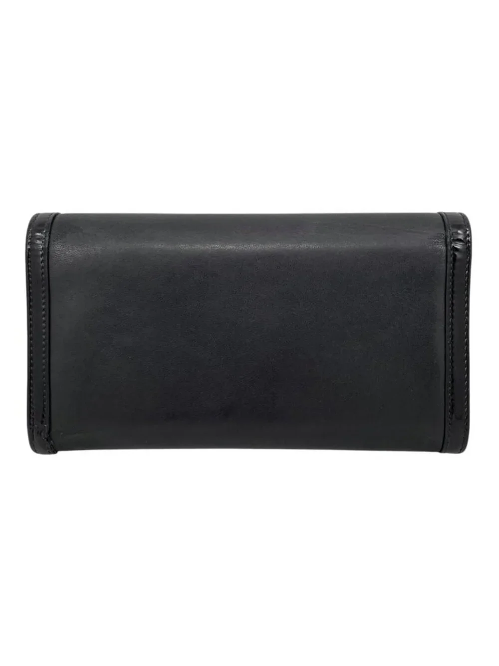 Chanel Bifold Wallet Enamel CC Logo Leather Black Silver